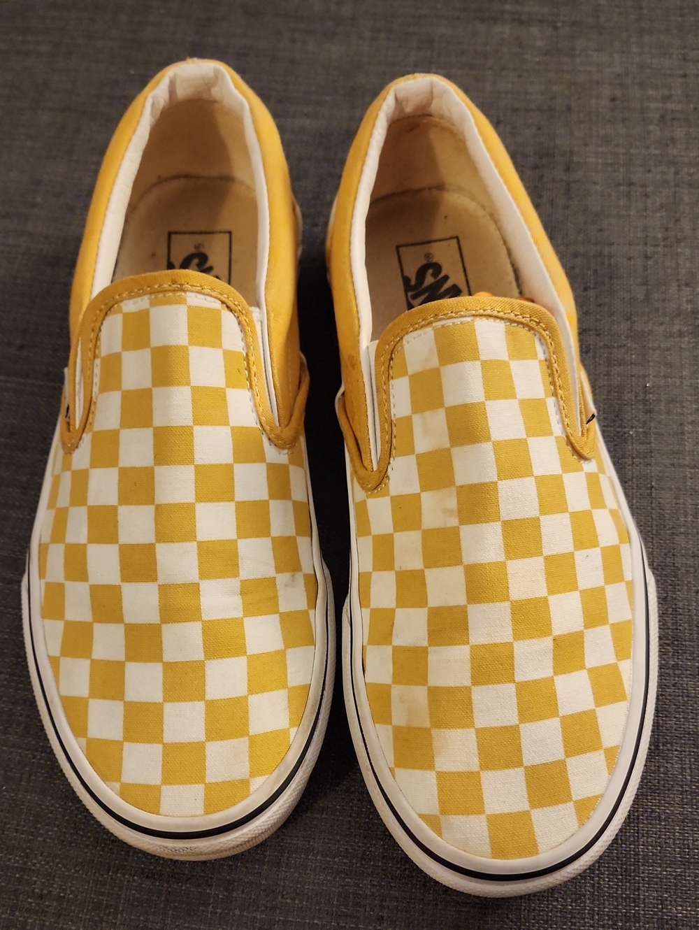 Vans Slip-On Sneakers in Yellow and White Checkerboard